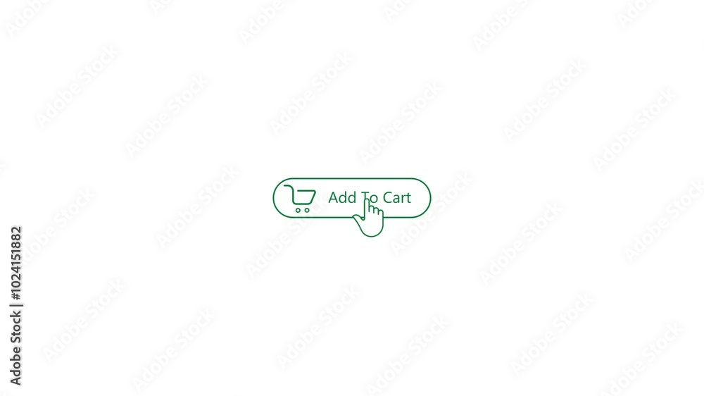 Aufkleber add to cart button with a small shopping cart recorded while being clicked, several colors and backg