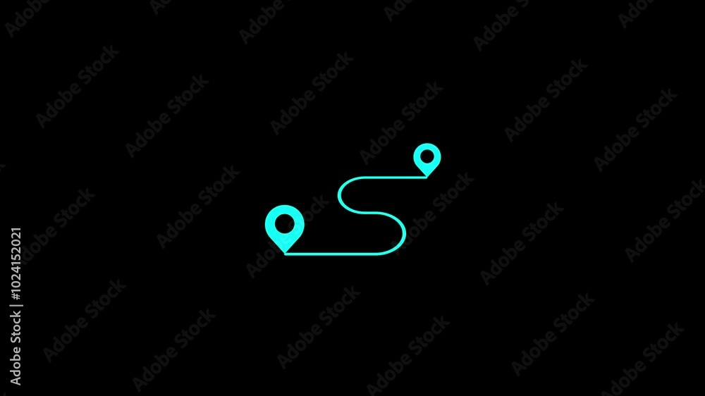 Aufkleber location pointers sign, pin icon, navigation map search concept, map distance sign animated on black