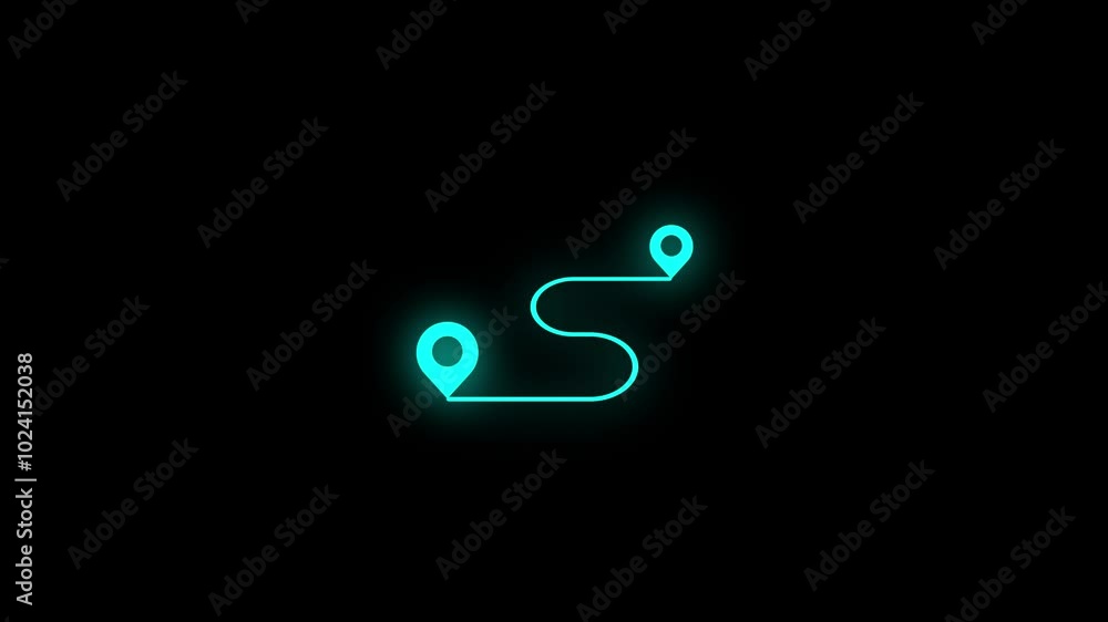 Aufkleber location pointers sign, pin icon, navigation map search concept, map distance sign animated on black