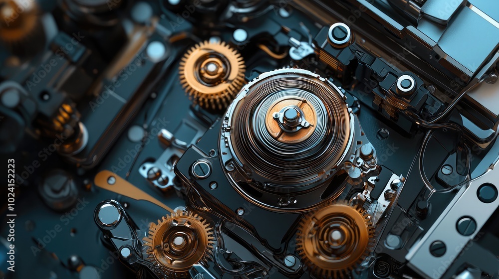 Poster intricate mechanical gears and components design