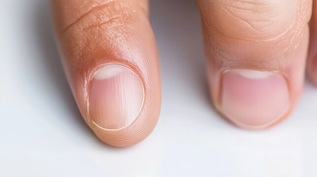 Close up of Human Fingertips with Natural Nail Polish   Manicured Nails  Skin Texture  Bea