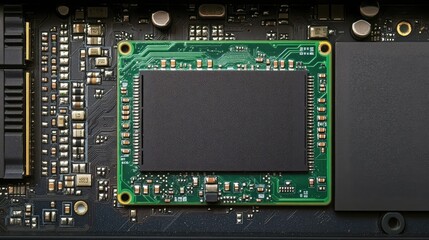Fototapeta premium Close-up of Electronic Circuit Board with Chip