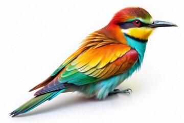 Fototapeta premium Stunning Aerial View of a Colorful Wild Bird with Vibrant Plumage Isolated on White Background