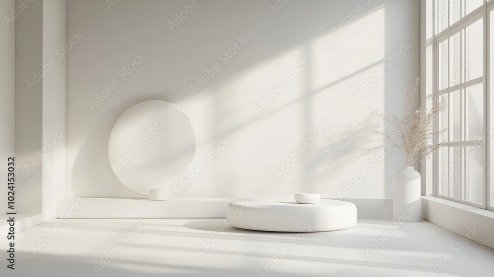 Poster blank white gradient background with product display. white backdrop or empty studio with room floor