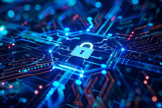 Abstract layout highlighting cyber security.