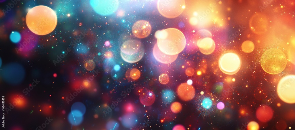 Poster abstract background with colorful bokeh lights and bubbles. abstract background