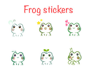 Cute frogs Sticker and icon with days of the week