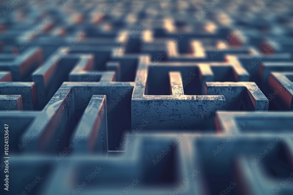 Poster abstract representation of success through a maze with a clear exit path.