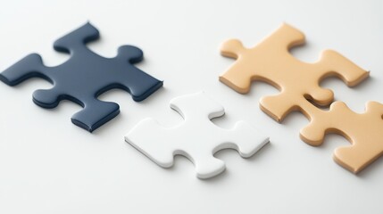 Obraz premium Colorful puzzle pieces on a white background, ready for assembly.