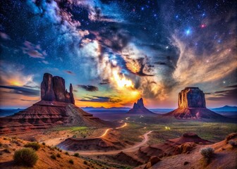 Stunning Milky Way Arch Over Monument Valley Arizona's Iconic Night Landscape Captured in Breathtaking Detail