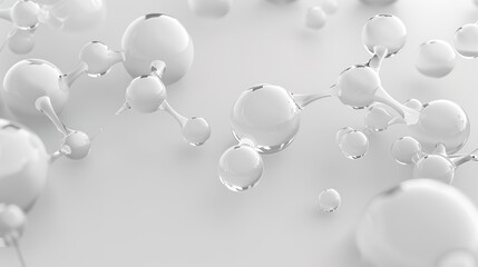 Abstract Technology White Molecules 3D Background - a futuristic and innovative visual. The white molecules create a sense of advanced technology and connectivity.