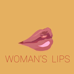 illustration of woman's lips with lips icon