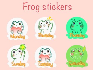 Cute frogs Sticker and icon drawing