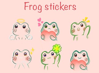 Cute frogs sticker and icon