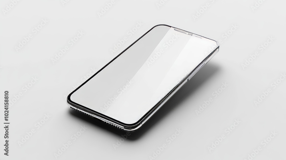 Poster a realistic phone mockup with a clear screen, perfect for showcasing app designs. the phone appears 