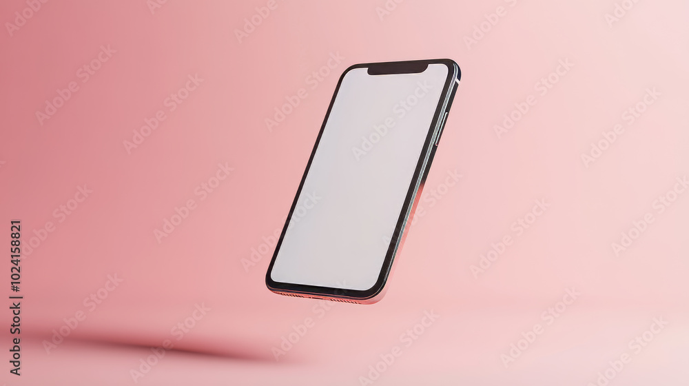Poster a realistic phone mockup with a clear screen, perfect for showcasing app designs. the phone appears 