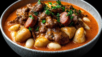 Delicious French Cassoulet Stew with White Beans  Sausage  and Duck Confit