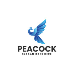 Fototapeta premium Vector Logo Illustration Peacock Gradient Colorful Style