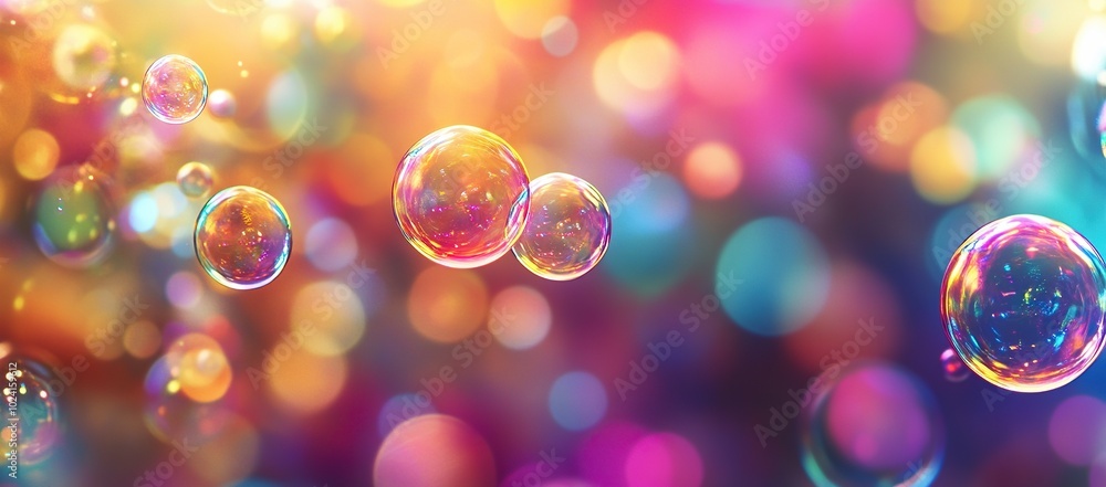 Poster abstract background with colorful bokeh lights and bubbles. abstract background