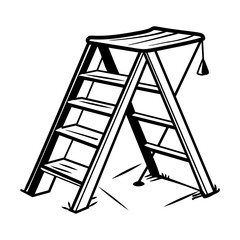 A hand drawn icon of wooden ladder