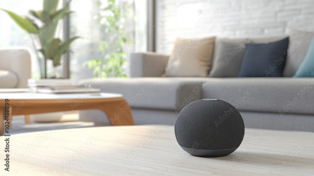 Poster a smart speaker lets you control your home with your voice. it can talk to you and answer your quest