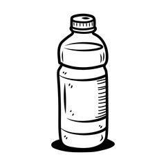 Hand drawn icon of a water bottle, essential for hydration during outdoor activities and everyday life