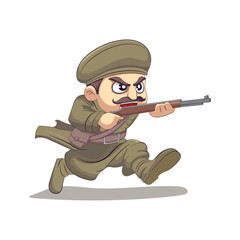 Cute Ottoman Soldier Cartoon hold with Rifle Vector