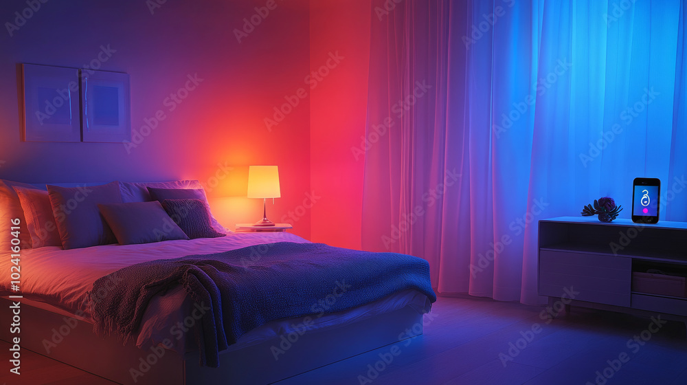 Poster you can use a smartphone app to control a smart lamp in your home. the app lets you change the light