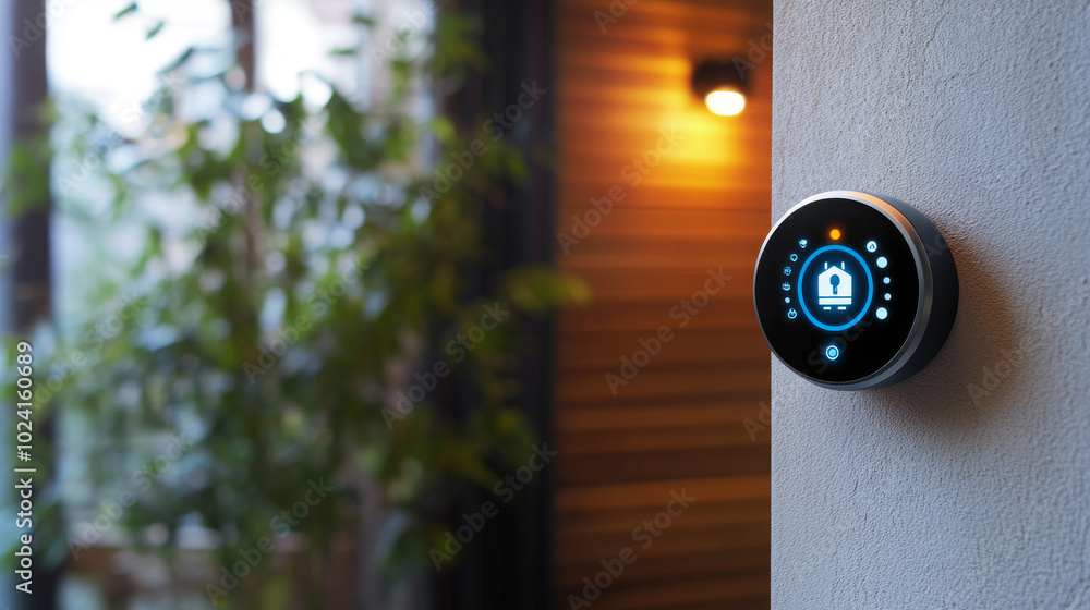 Poster a smart home system lets you control your appliances and security from your phone. it uses wireless 