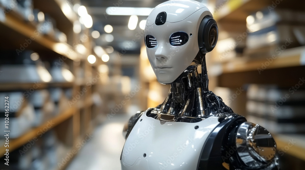 Poster smart robots with ai are changing factories. these robots, controlled by ai, use the internet to mak