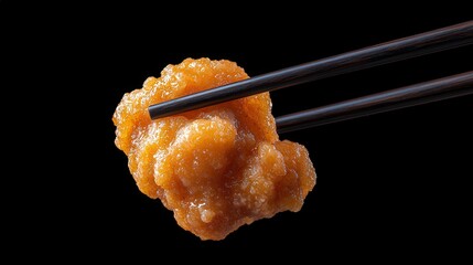 Crispy Fried Shrimp with Chopsticks on Black Background