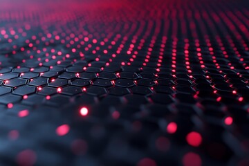 Obraz premium A futuristic honeycomb pattern with glowing red lights, symbolizing technology, innovation, and the cutting-edge design of digital environments.