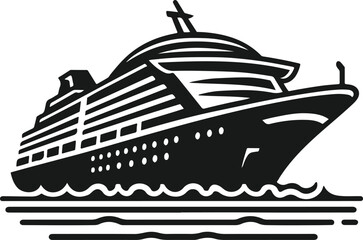 cruise ship silhouette design vector art illustration