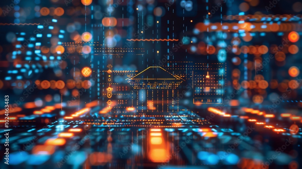 Poster abstract financial technology background with data visuals