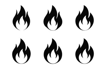 Fire icon collection. Fire flame symbol. Bonfire silhouette logotype. Flames symbols set flat style - stock vector, fire icon, fire flame symbol, bonfire icon, flame icon set, fire silhouette