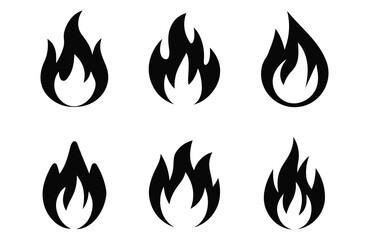 Fire icon collection. Fire flame symbol. Bonfire silhouette logotype. Flames symbols set flat style - stock vector, fire icon, fire flame symbol, bonfire icon, flame icon set, fire silhouette