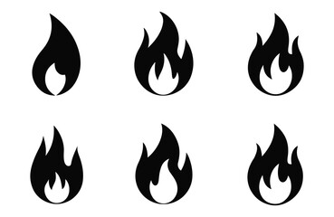 Fire icon collection. Fire flame symbol. Bonfire silhouette logotype. Flames symbols set flat style - stock vector, fire icon, fire flame symbol, bonfire icon, flame icon set, fire silhouette