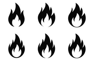 Fire icon collection. Fire flame symbol. Bonfire silhouette logotype. Flames symbols set flat style - stock vector, fire icon, fire flame symbol, bonfire icon, flame icon set, fire silhouette