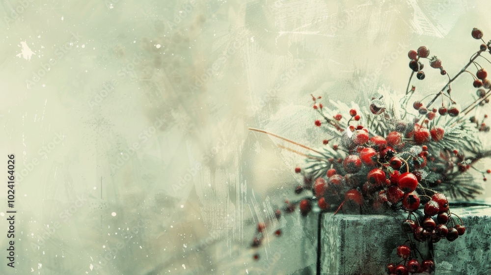 Poster a close up of a bunch of red berries on a white background. the berries are arranged in a way that t