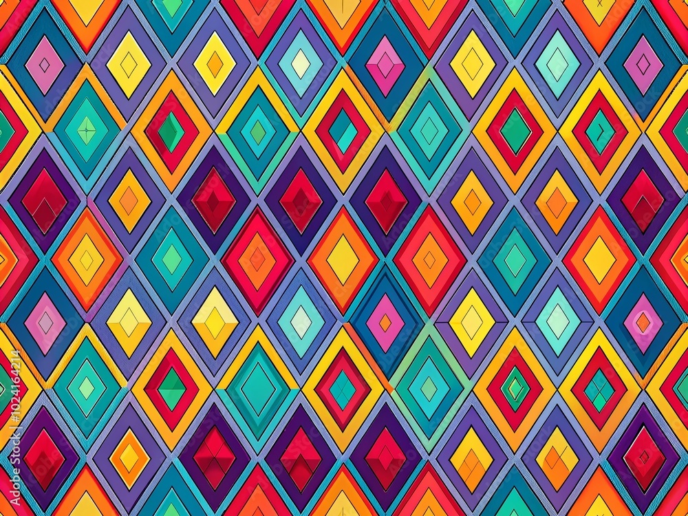 Poster vector seamless pattern featuring rhombus and diamond shapes for modern design and creative projects