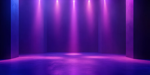 Illuminated Stage with Colorful Spotlights and Smoke