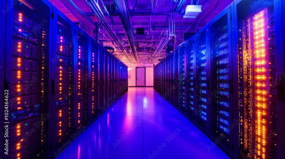 Poster a data center is like a digital warehouse, full of servers that power cloud computing. these servers