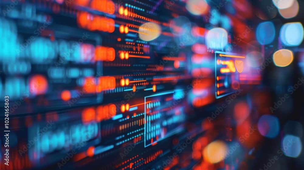Poster abstract financial technology background with data visualization