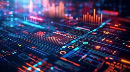 Obraz premium Futuristic Technology Background for Financial Analysis