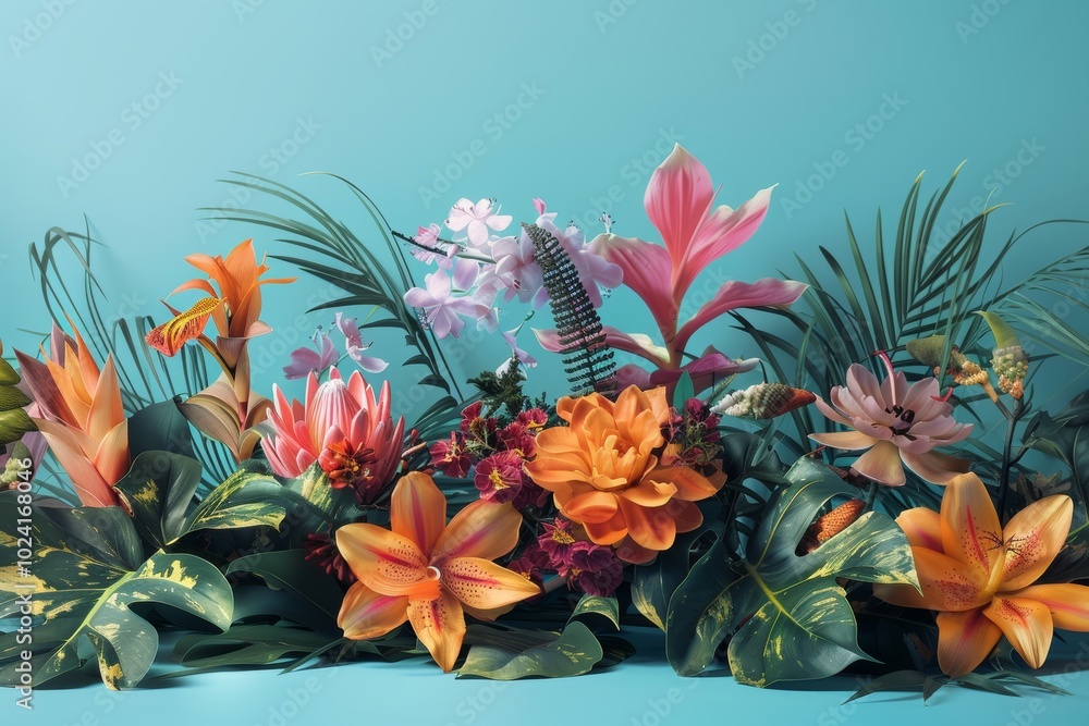 Poster abstract color backdrop adding dimension to botanical arrangement