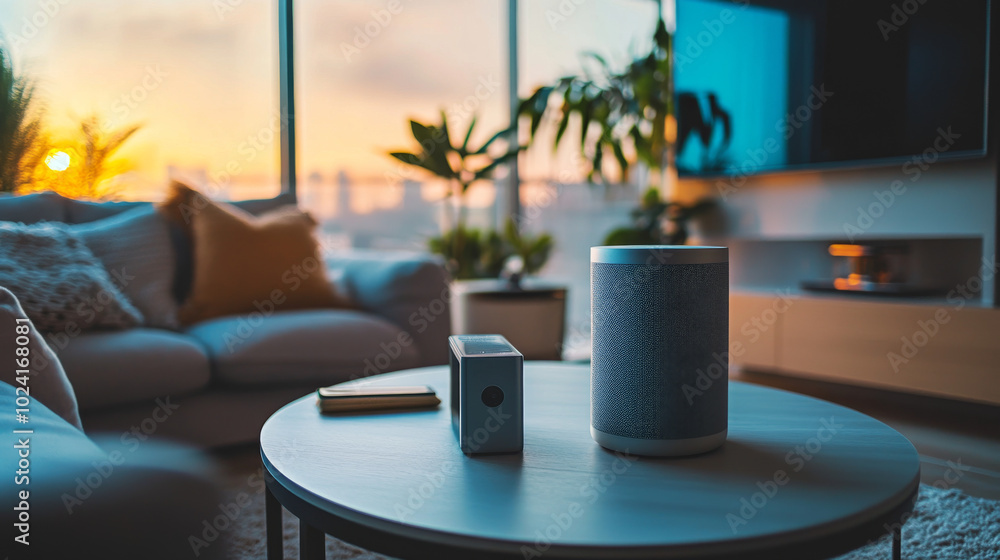 Poster smart speakers listen to your commands and manage your smart home. your phone connects wirelessly to
