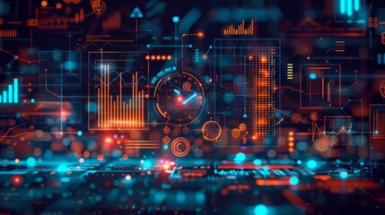 Abstract Technology Background with Financial Elements