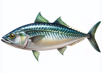 Obraz premium Vibrant vector illustration of mackerel seafood, perfect for commercial use in the food industry. Ideal isolated design element showcasing freshness