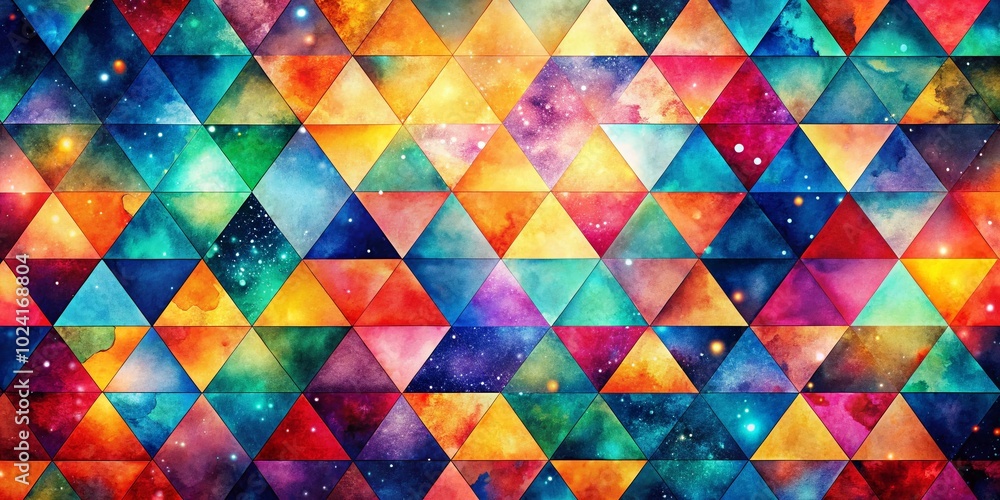 Poster vibrant watercolors abstract geometric pattern background featuring seamless triangles for creative 