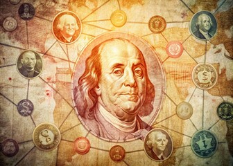 Fototapeta premium Vintage Currency Exchange Icon in Colorful Style for Financial Themes